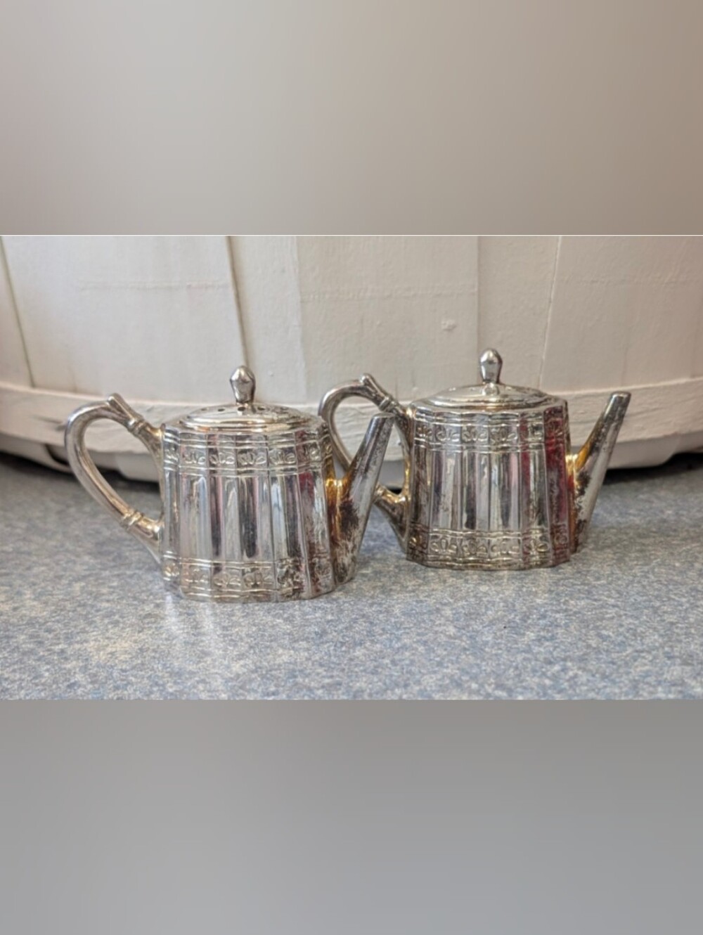 Vintage Godinger Silver Art Co. Miniature Teapot and Coffee Pot Salt and Pepper